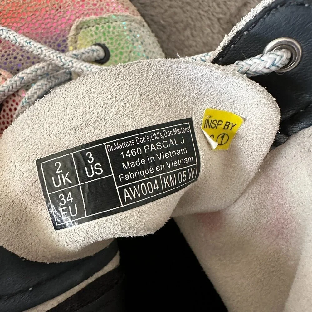 Dr. Martens Pascal Rainbow Iridescent Boots Kids Size 3 Girls Shoes